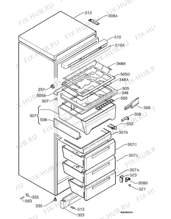Взрыв-схема холодильника Aeg S3040KG8 - Схема узла Housing 001